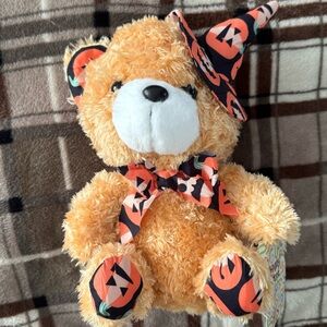 Halloween Stuffed Teddy Bear with Jack-o’-lantern  Hat and Bowtie